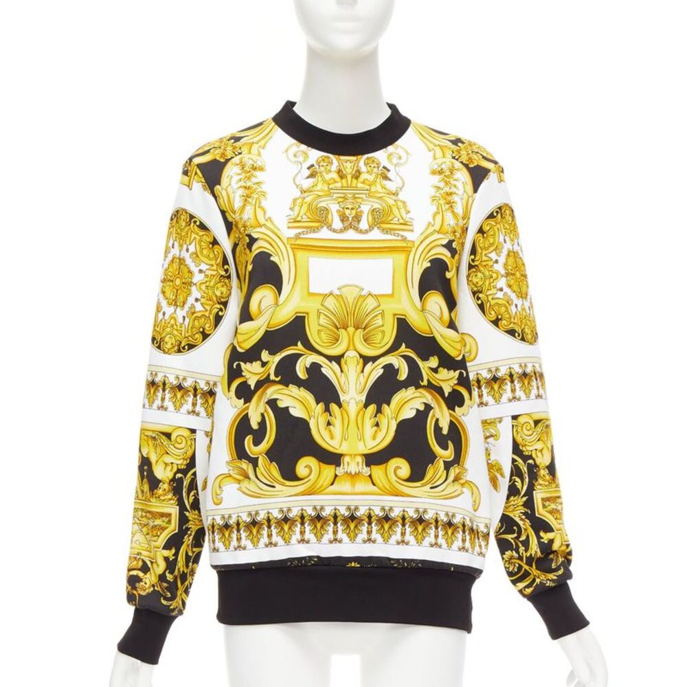 Versace Barocco print cotton oversized crew sweater